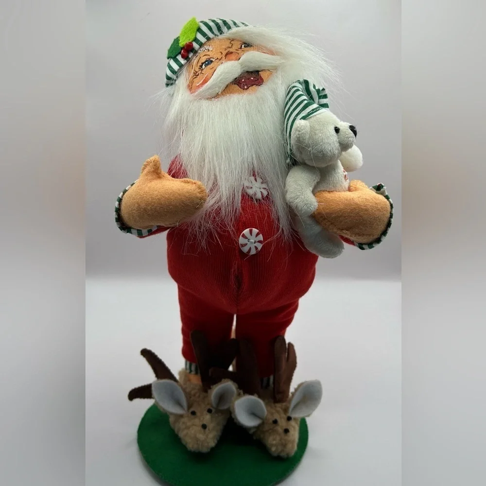 Annalee Jolly Santa wearing reindeer slippers. 2007